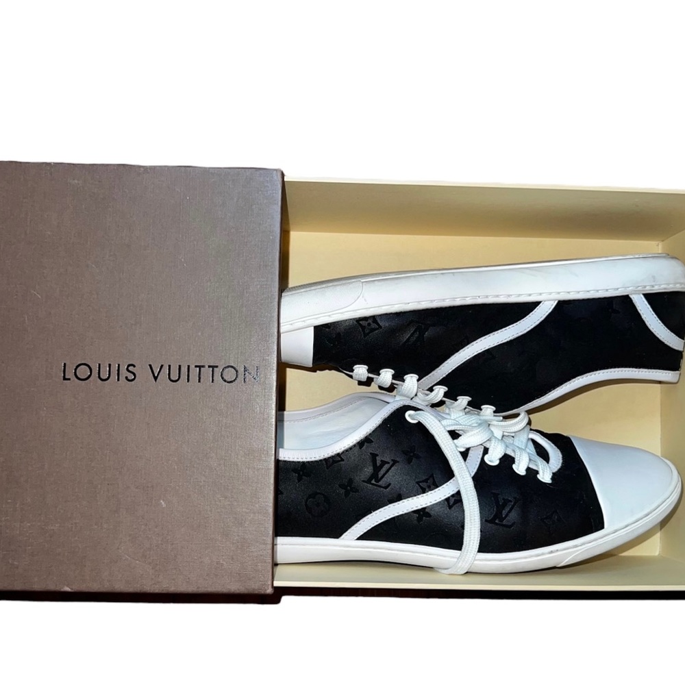 Louis Vuitton|  Women's Size 38 | Black Satin Monogram Malta Sneakers